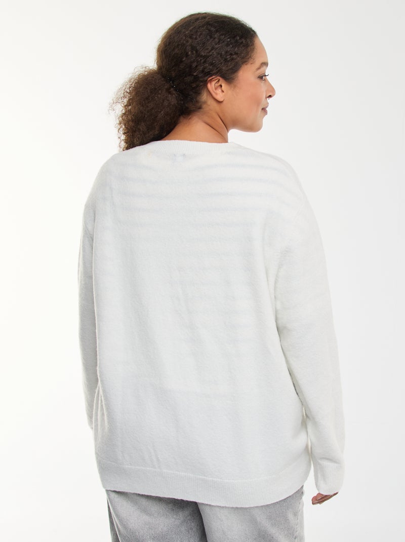 Cárdigan de punto jaspeado con botones retro Blanco - Kiabi