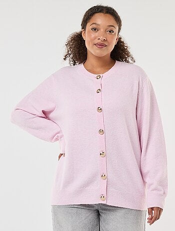 Cárdigan de punto jaspeado con botones retro