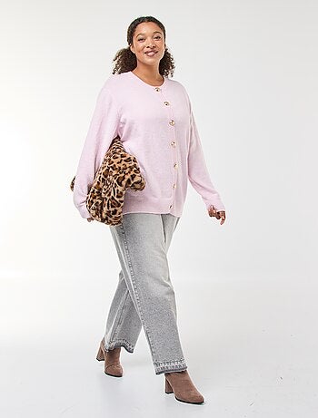 Cárdigan de punto jaspeado con botones retro