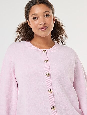 Cárdigan de punto jaspeado con botones retro