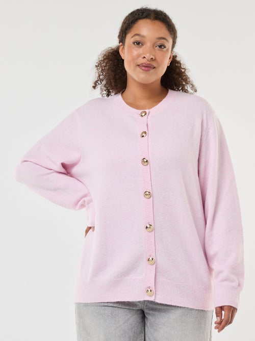 Cárdigan de punto jaspeado con botones retro - Kiabi