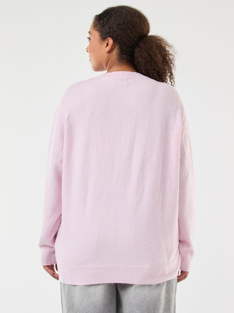 Cárdigan de punto jaspeado con botones retro Rosa - Kiabi