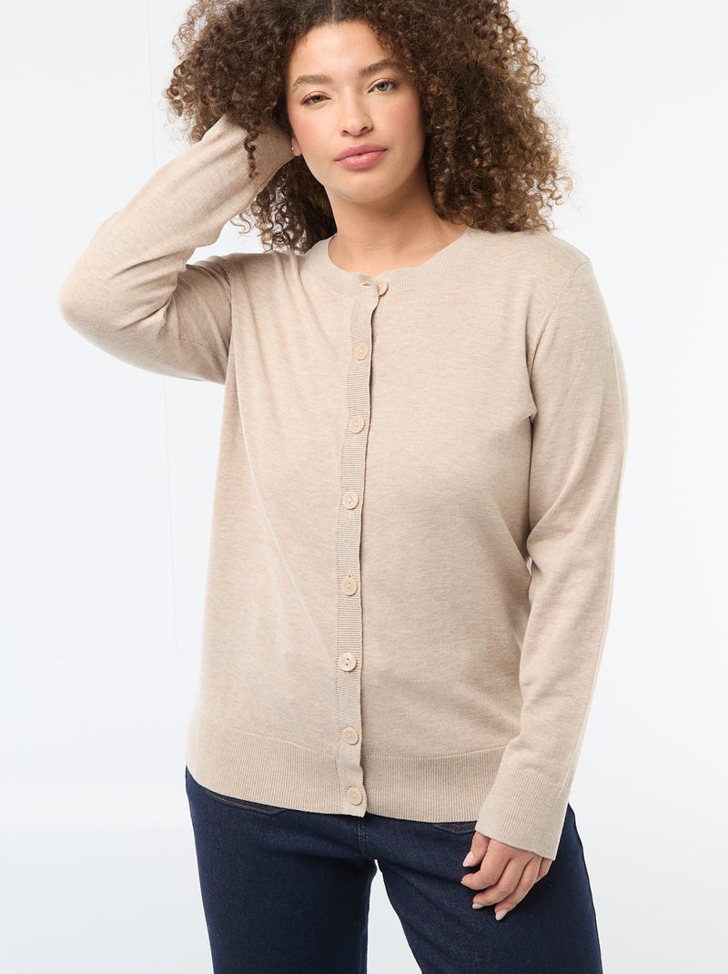 Cárdigan de punto liso Beige - Kiabi