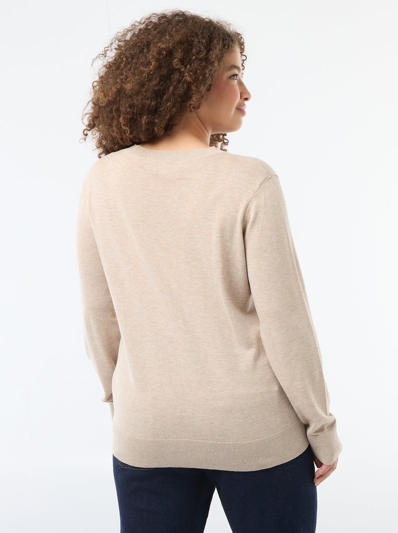 Cárdigan de punto liso Beige - Kiabi