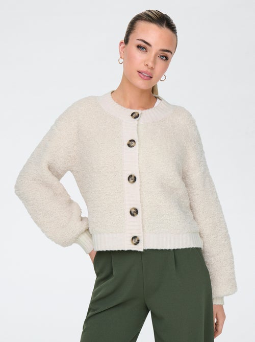 Cárdigan de punto liso con cuello redondo - Kiabi