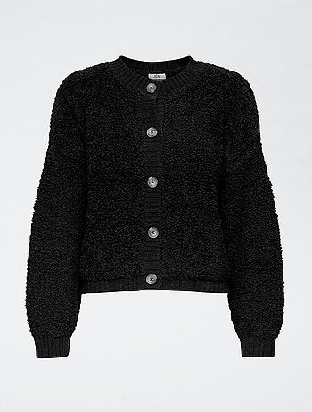 Cárdigan de punto liso con cuello redondo