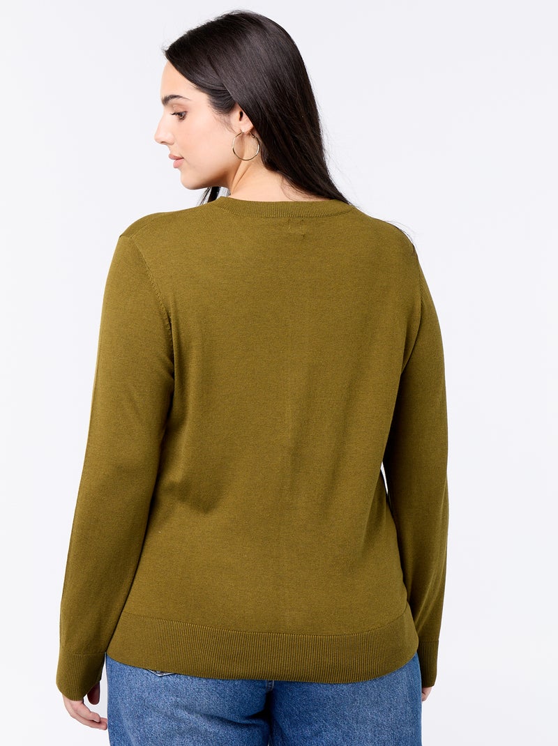 Cárdigan de punto liso Verde - Kiabi