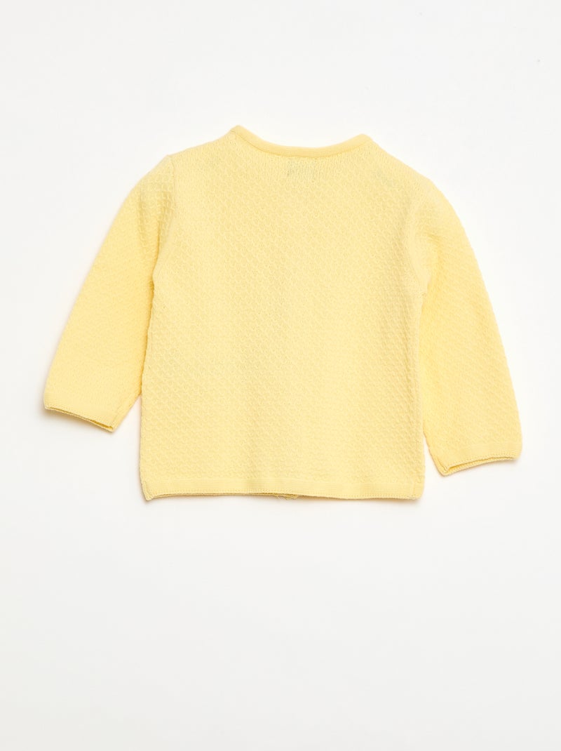 Cárdigan de punto musgo liso Amarillo - Kiabi