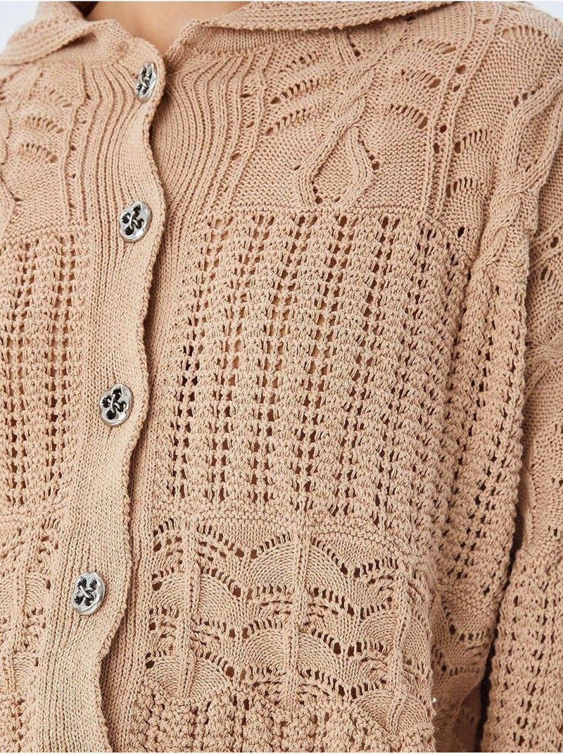Cárdigan de punto texturizado con cierre de botones mixray Beige arcilla - Kiabi