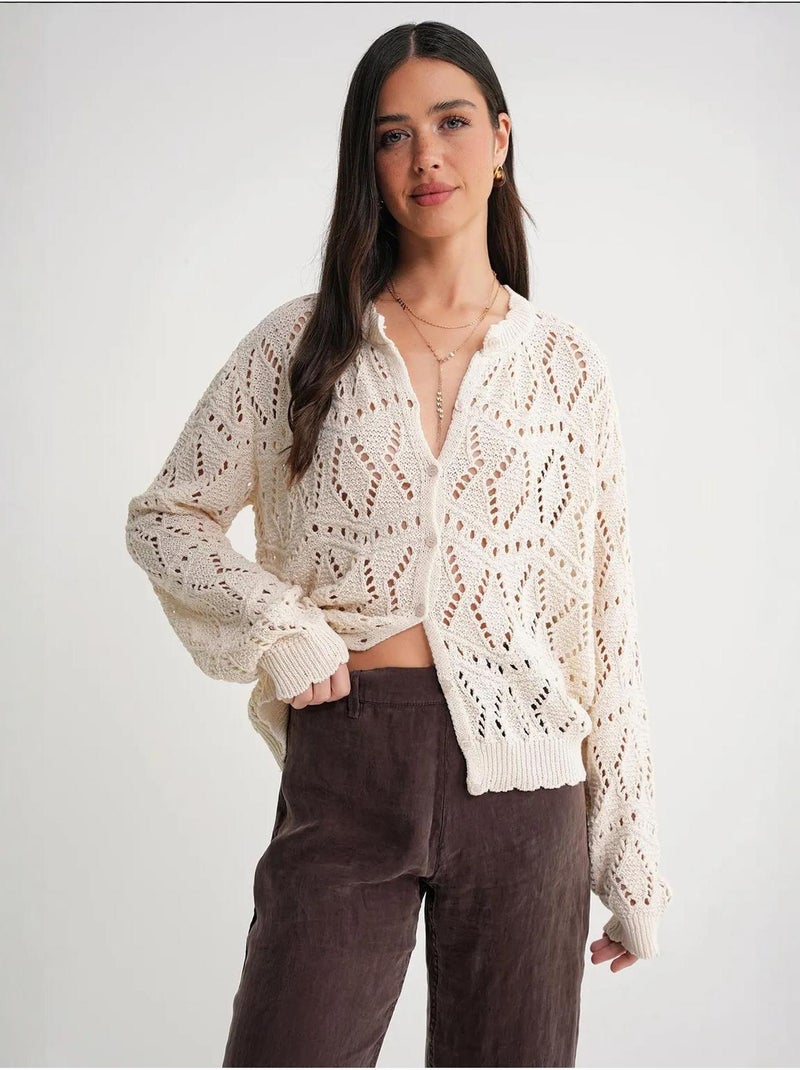 Cárdigan de punto texturizado con cierre de botones mixray Beige - Kiabi