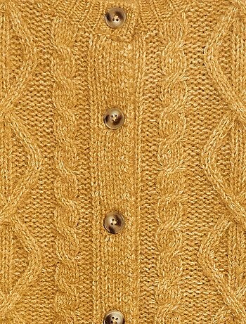 Cárdigan de punto trenzado con abertura abotonada
