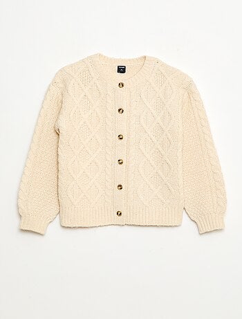 Cárdigan de punto trenzado con abertura abotonada