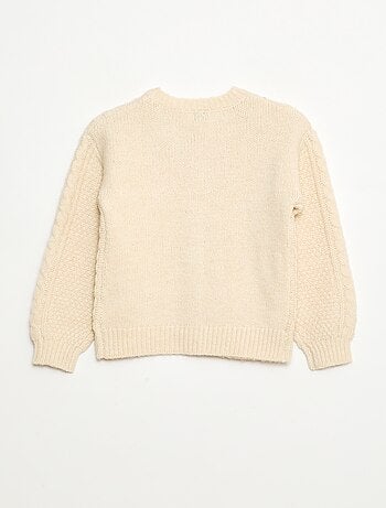 Cárdigan de punto trenzado con abertura abotonada