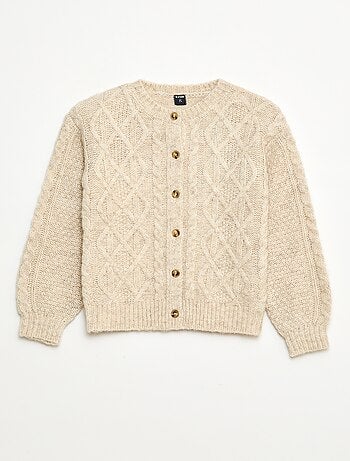 Cárdigan de punto trenzado con abertura abotonada