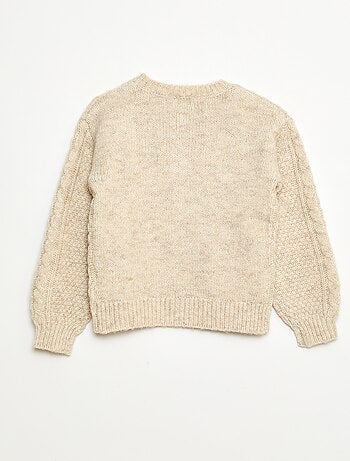 Cárdigan de punto trenzado con abertura abotonada