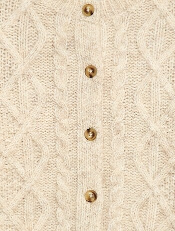 Cárdigan de punto trenzado con abertura abotonada