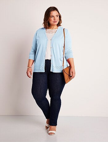 Cárdigan fino calado con botones - Afibel