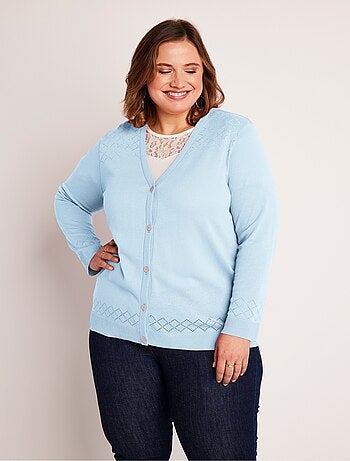 Cárdigan fino calado con botones - Afibel