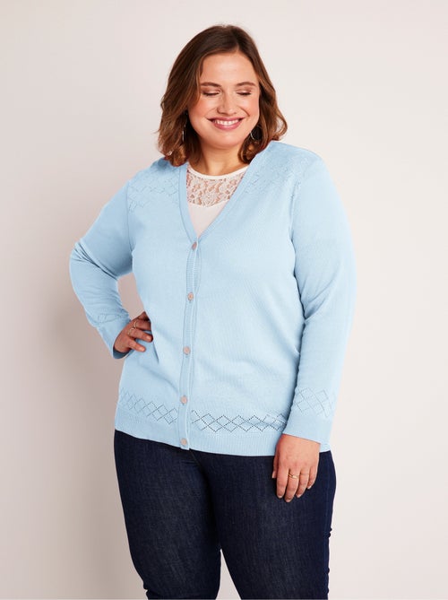 Cárdigan fino calado con botones - Afibel - Kiabi