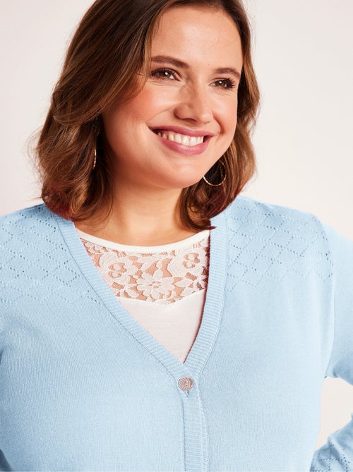 Cárdigan fino calado con botones - Afibel - Kiabi