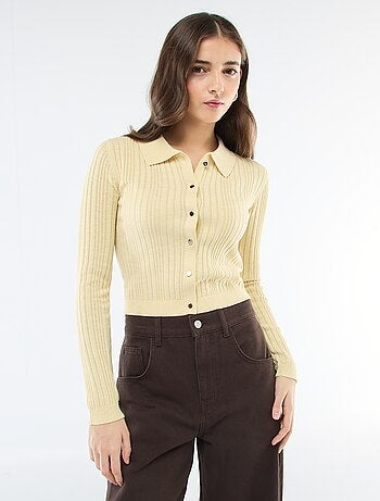 Cárdigan fino con cuello polo