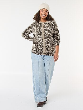 Cárdigan fino con estampado de leopardo