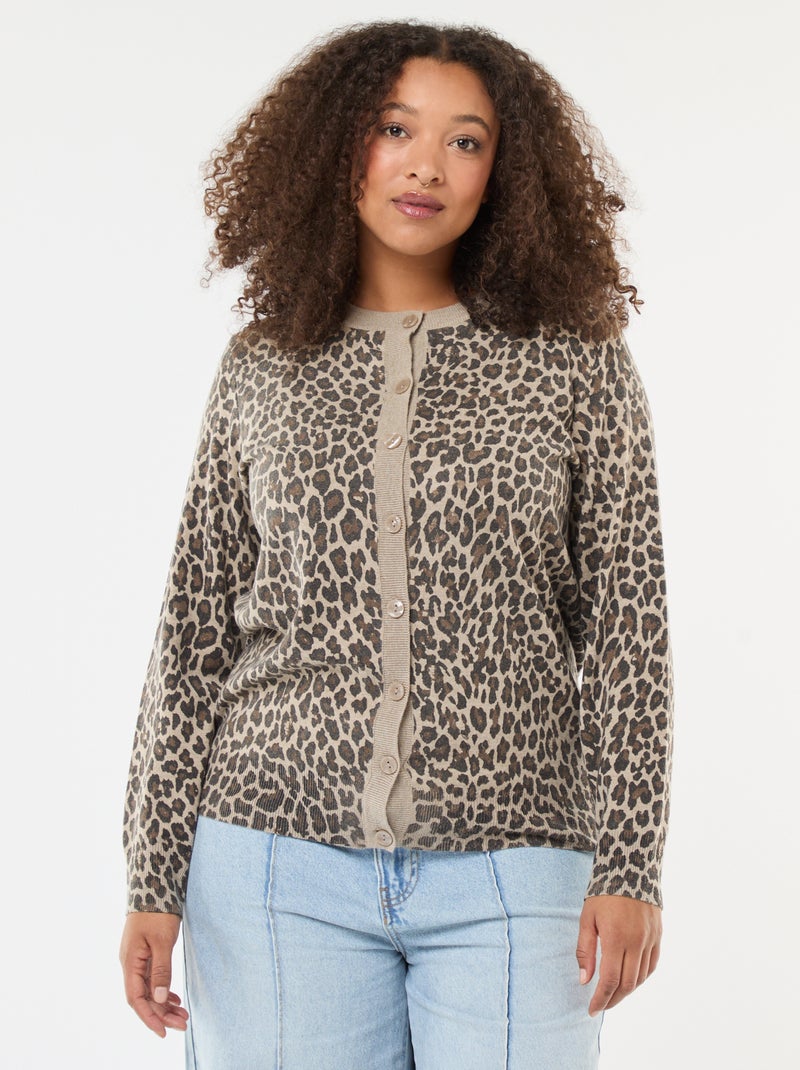 Cárdigan fino con estampado de leopardo Beige - Kiabi