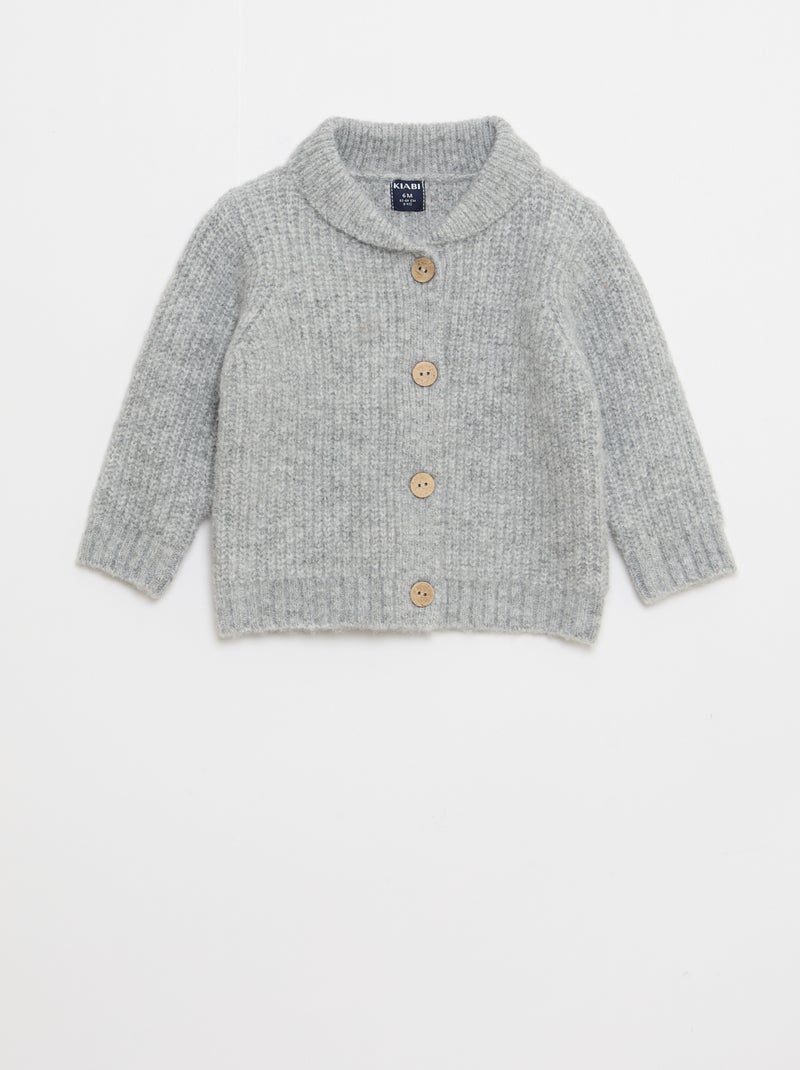 Cárdigan grueso con cuello chal Gris - Kiabi