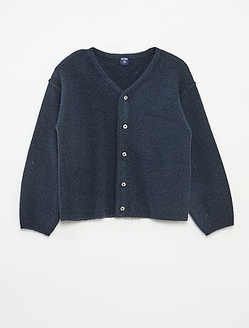 Cárdigan holgado liso con cuello en pico