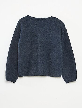 Cárdigan holgado liso con cuello en pico