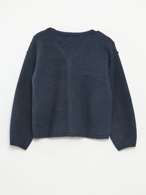 Cárdigan holgado liso con cuello en pico - Kiabi