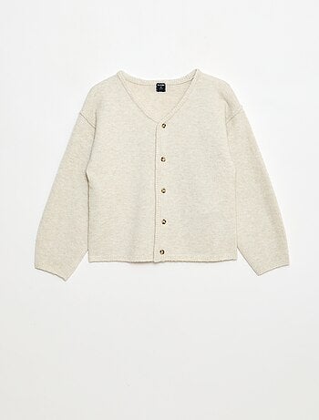 Cárdigan holgado liso con cuello en pico