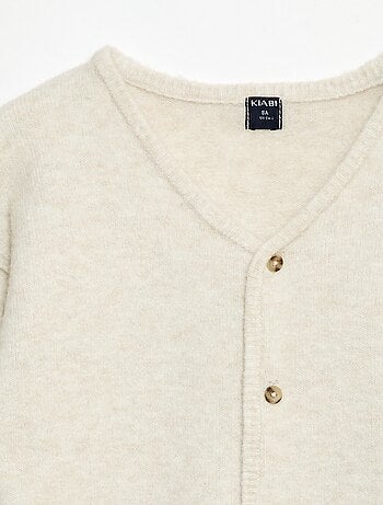 Cárdigan holgado liso con cuello en pico