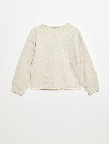 Cárdigan holgado liso con cuello en pico