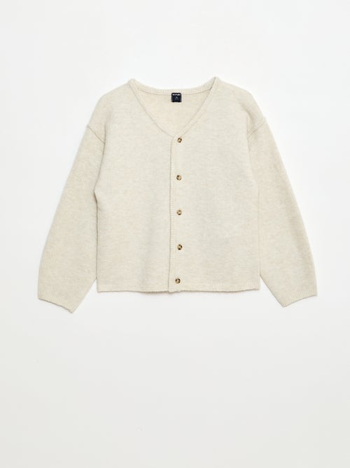 Cárdigan holgado liso con cuello en pico - Kiabi