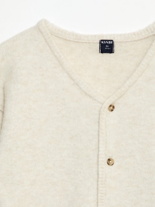 Cárdigan holgado liso con cuello en pico - Kiabi