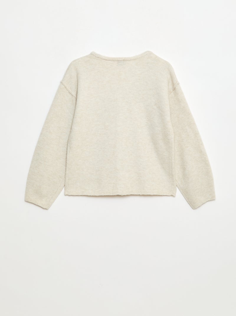 Cárdigan holgado liso con cuello en pico Beige - Kiabi