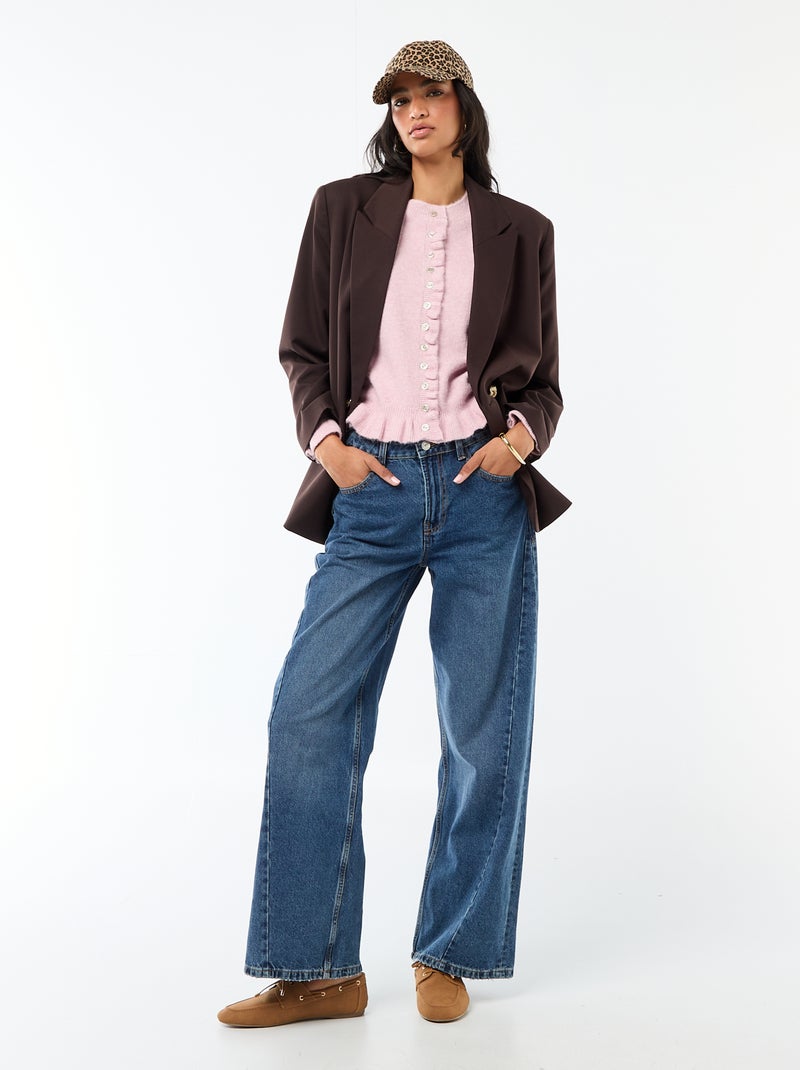 Cárdigan jaspeado con detalles ondulados Rosa - Kiabi