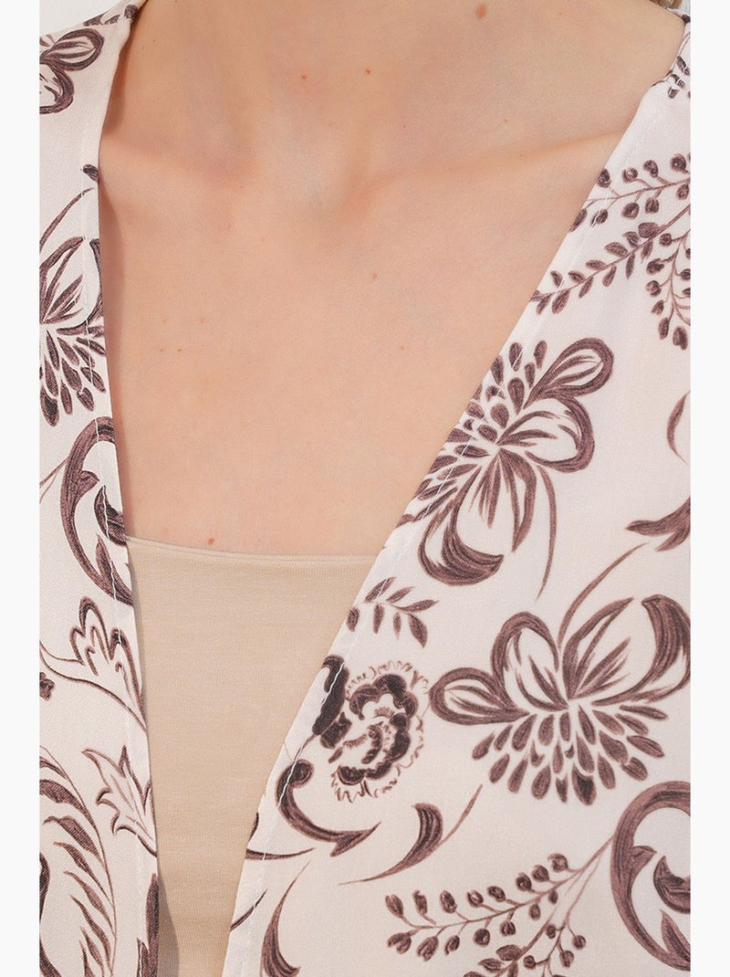 Cárdigan kimono largo estampado viscosa bdart Blanco roto - Kiabi