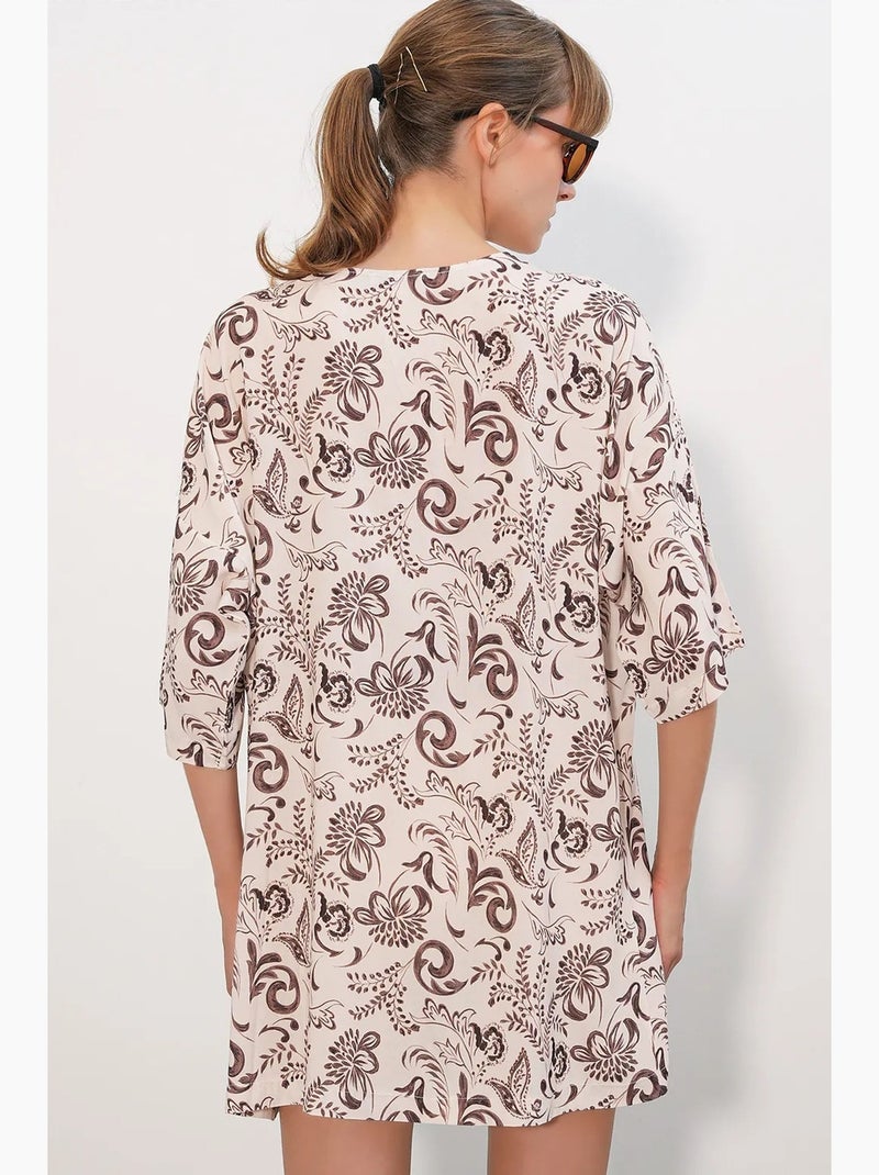 Cárdigan kimono largo estampado viscosa bdart Blanco roto - Kiabi
