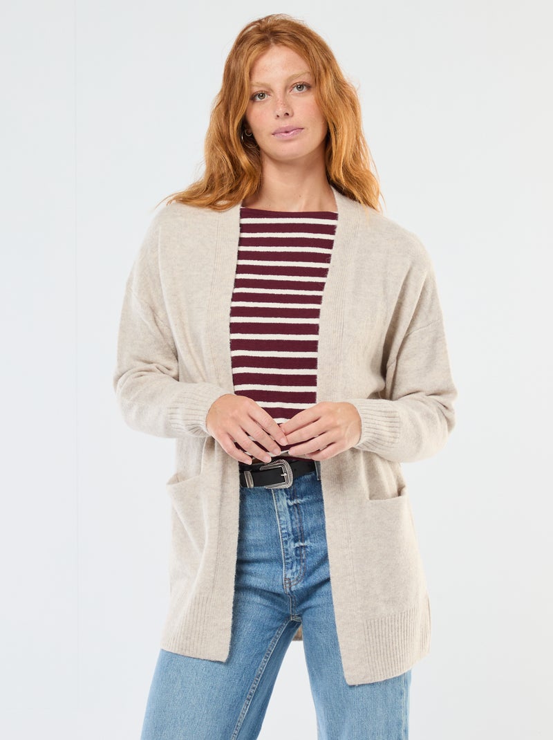 Cárdigan largo abierto Beige - Kiabi