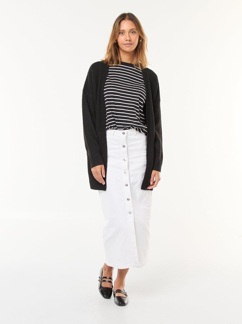 Cárdigan largo abierto Negro - Kiabi