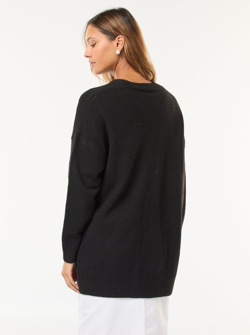 Cárdigan largo abierto Negro - Kiabi