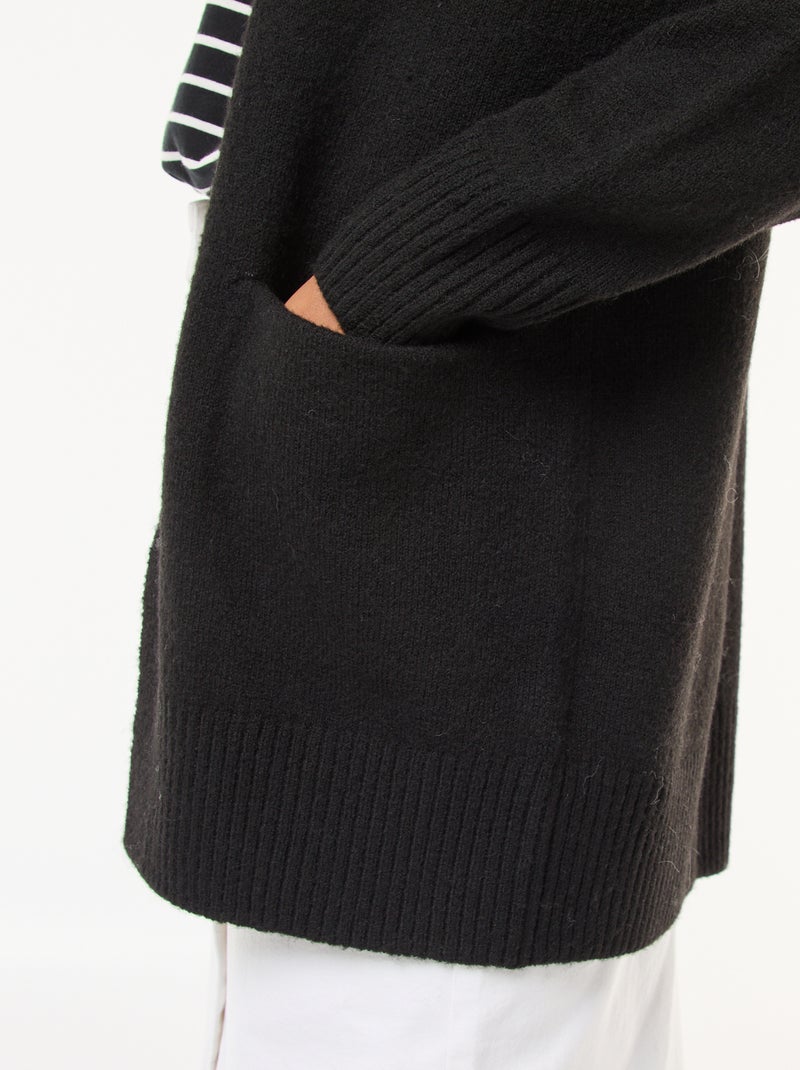 Cárdigan largo abierto Negro - Kiabi