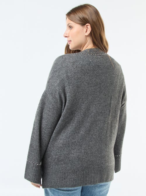 Cárdigan largo abotonado 'Only Carmakoma' con tachuelas de fantasía - Kiabi