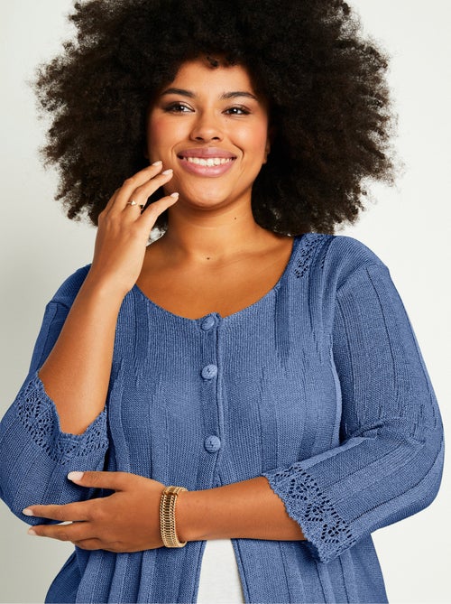 Cárdigan largo calado con botones - Afibel - Kiabi