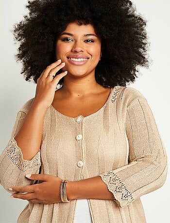 Cárdigan largo calado con botones - Afibel