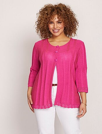 Cárdigan largo calado con botones - Afibel