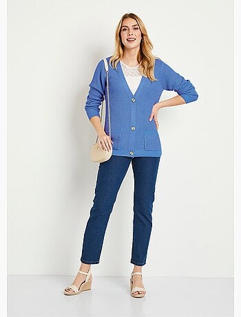 Cárdigan largo con botones brillantes y manga larga - Afibel