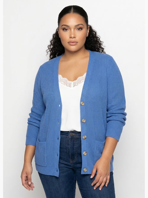 Cárdigan largo con botones brillantes y manga larga - Afibel - Kiabi